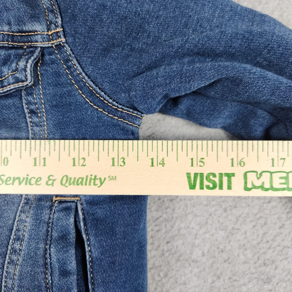 OshKosh B'gosh Trucker Jacket Girls 6/6X Blue Denim Sherpa Collar Button Front